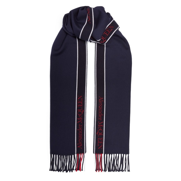 NWT Unisex One Size Alexander McQueen Wool-Cashmere Selvedge Scarf 14” W X 90” L - Picture 1 of 15